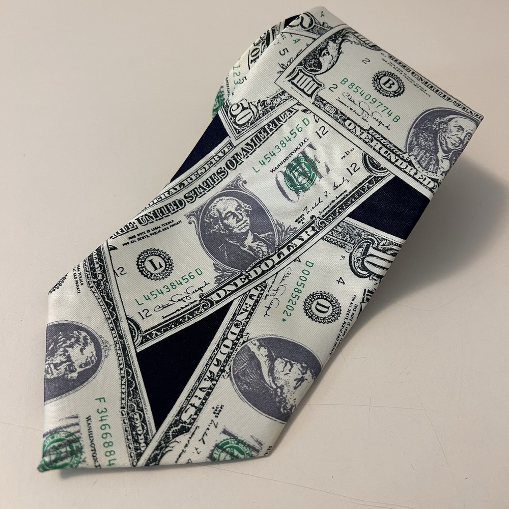 Mercedes High Fashion Novelty Hand Made Money Currency Theme Men's Tie VGC‎